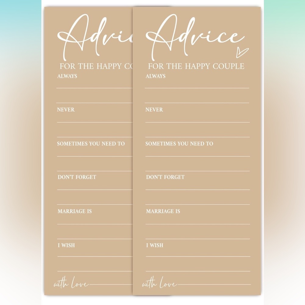 QTY 50  -Advice for The Couple, Bridal Shower Games
